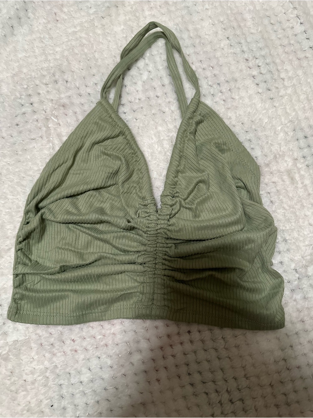 Heart Hips Olive Green Ruched Halter Bralette